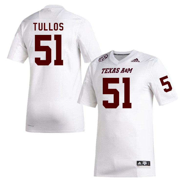 Men #51 Kason Tullos Texas A&M Aggies College Football Jerseys Stitched Sale-White